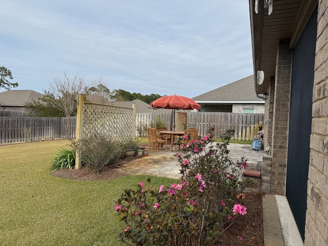 view of yard with a patio area