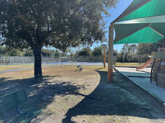 view of yard with a playground