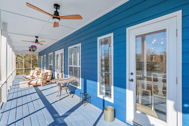 deck featuring covered porch