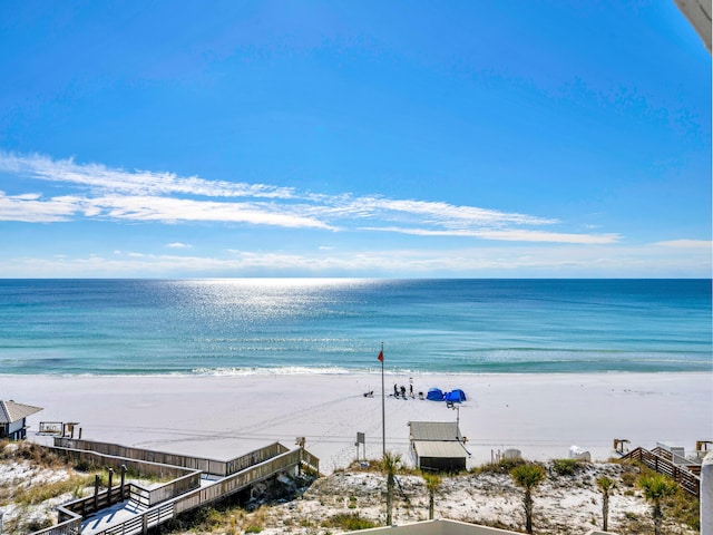 view of water feature featuring a beach view