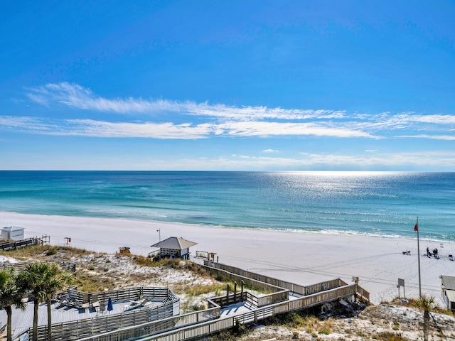 view of water feature featuring a view of the beach