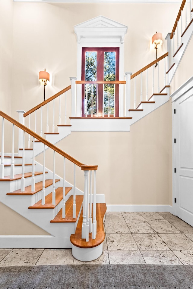 stairs with baseboards