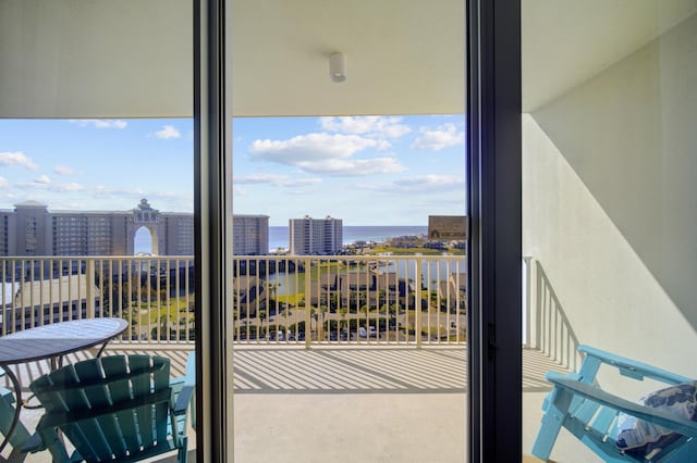 balcony with a water view