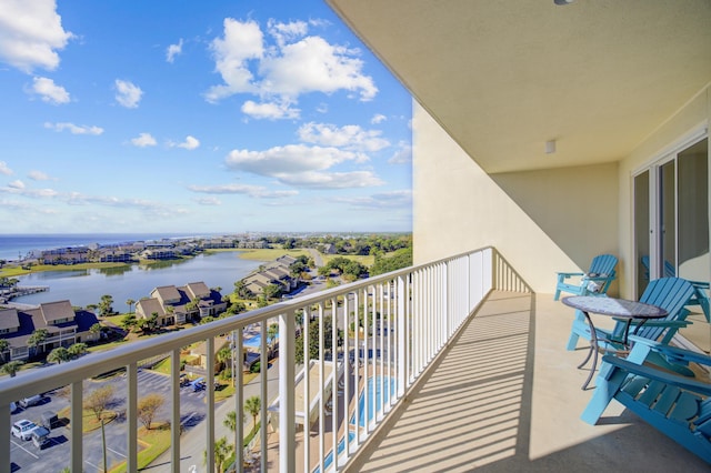 balcony with a water view