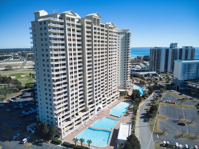 view of property with a water view