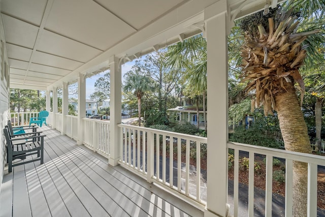 deck with covered porch