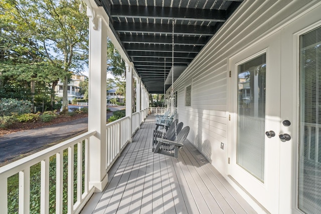 wooden deck with a porch