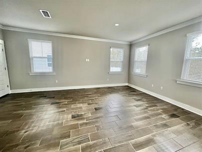 unfurnished room featuring a wealth of natural light and crown molding