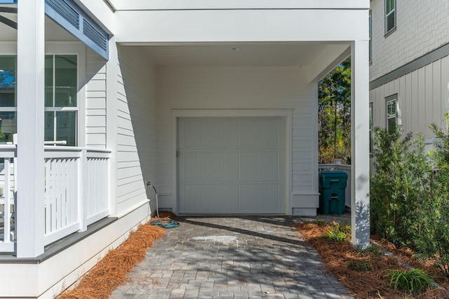 view of garage