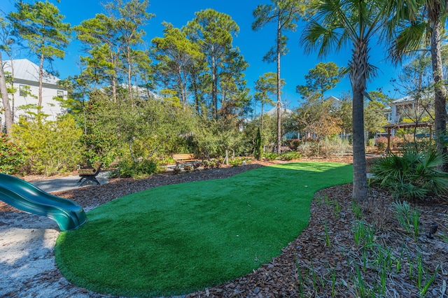 view of yard featuring a playground