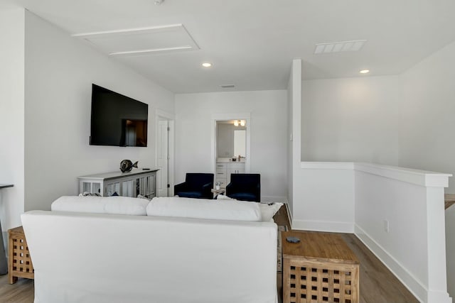 living room with wood-type flooring