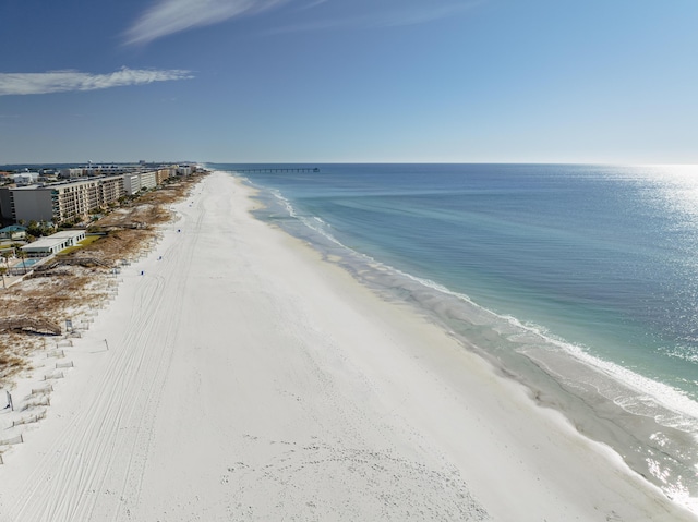 property view of water featuring a view of the beach