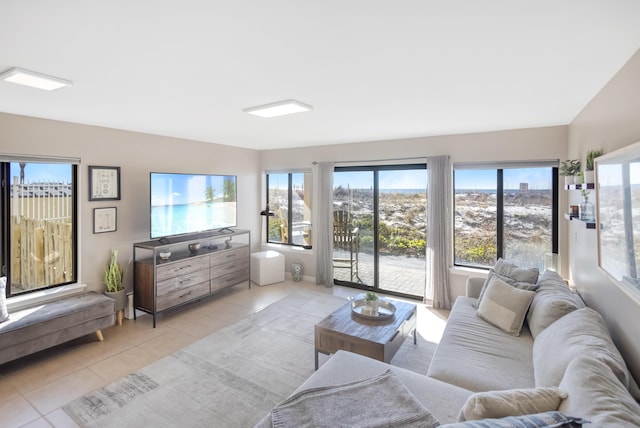 view of tiled living room