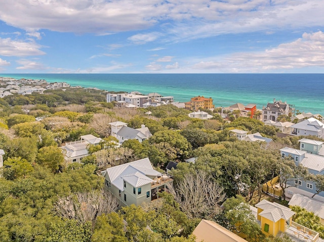 bird's eye view with a water view and a residential view