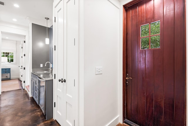 hallway featuring sink