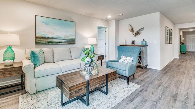 living room with hardwood / wood-style floors