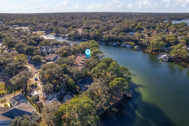 bird's eye view featuring a water view