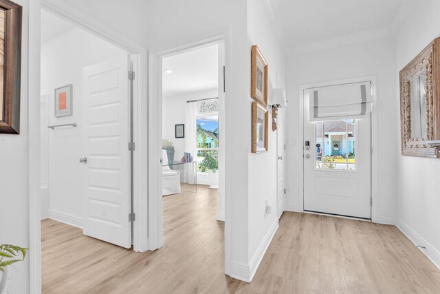 foyer entrance featuring light hardwood / wood-style flooring