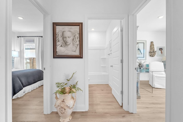 hall featuring light hardwood / wood-style flooring