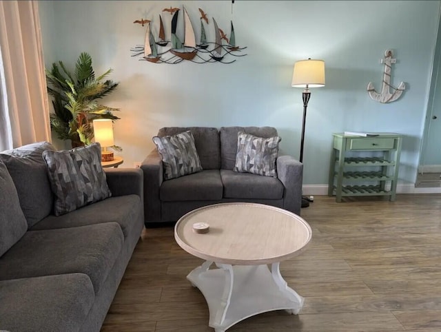 living room with hardwood / wood-style floors