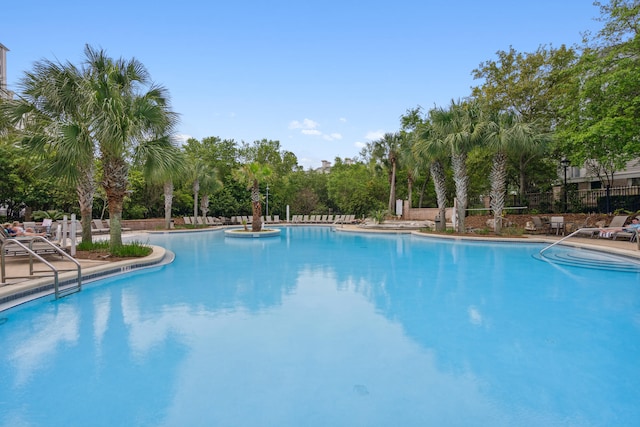 view of pool featuring a patio