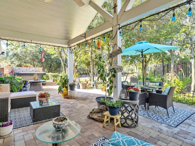 view of patio / terrace featuring outdoor lounge area