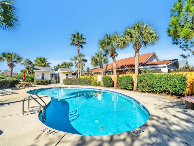 view of pool featuring a patio