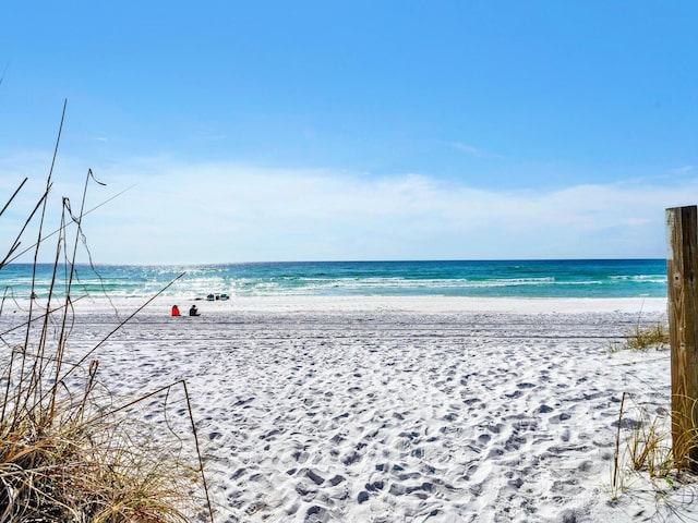 property view of water featuring a view of the beach