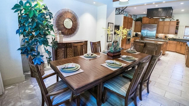 view of tiled dining area