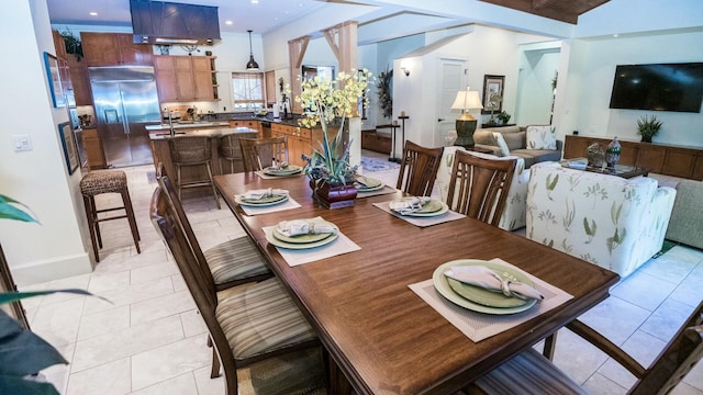 view of tiled dining area