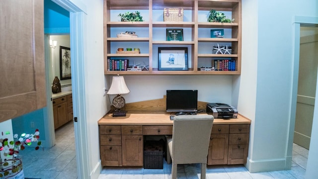 office featuring built in desk