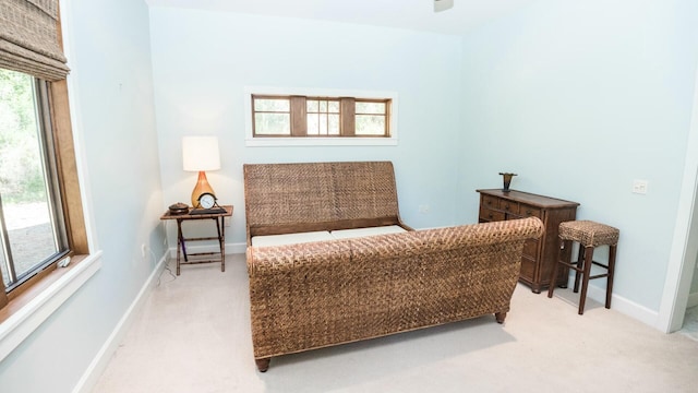 sitting room featuring carpet flooring and a healthy amount of sunlight