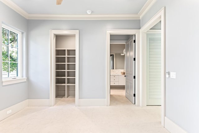 29 Thyme St, Santa Rosa Beach, FL 32459 - unfurnished bedroom with crown molding, a spacious closet, and ensuite bath