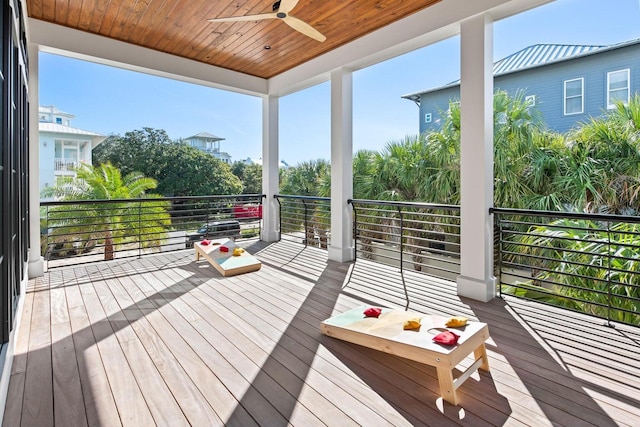 29 Thyme St, Santa Rosa Beach, FL 32459 - wooden terrace with a ceiling fan