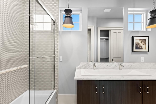 29 Thyme St, Santa Rosa Beach, FL 32459 - bathroom with double vanity and shower / bath combination with glass door