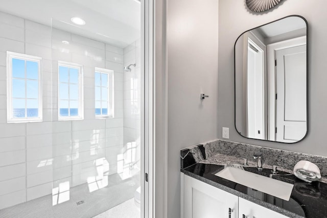 29 Thyme St, Santa Rosa Beach, FL 32459 - bathroom featuring a tile shower and vanity