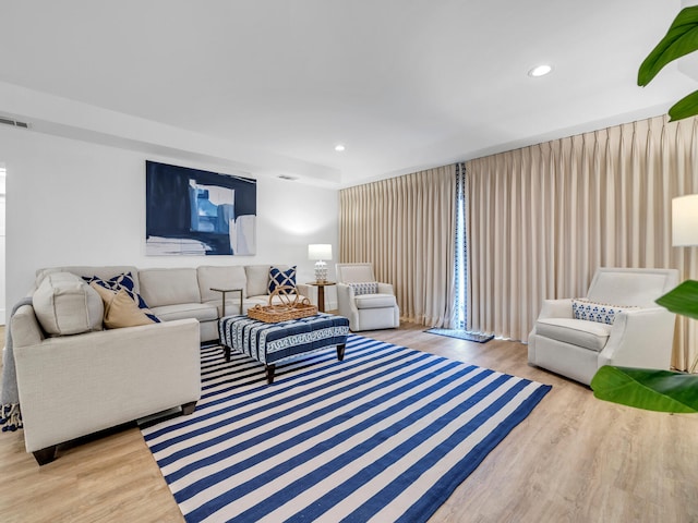 living room featuring light hardwood / wood-style flooring