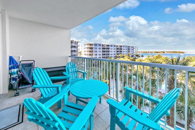 balcony with a water view