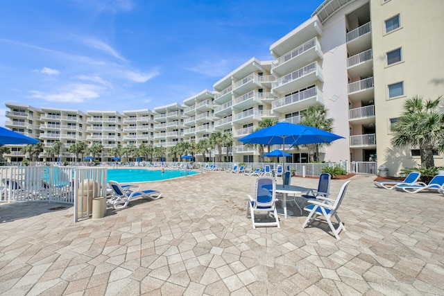 view of pool featuring a patio area