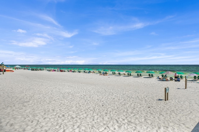 property view of water featuring a view of the beach