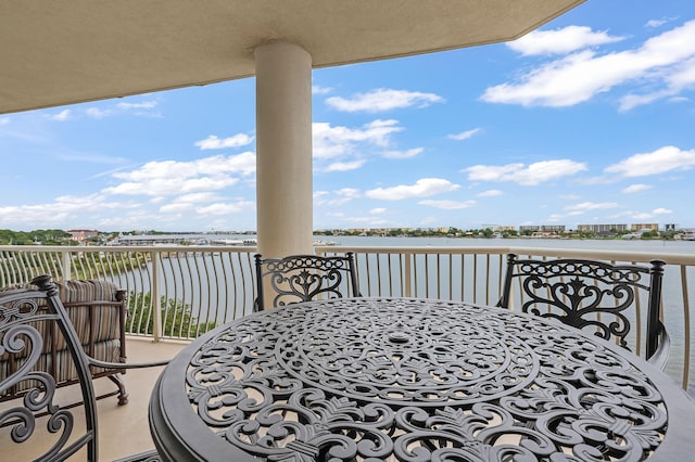 balcony with a water view