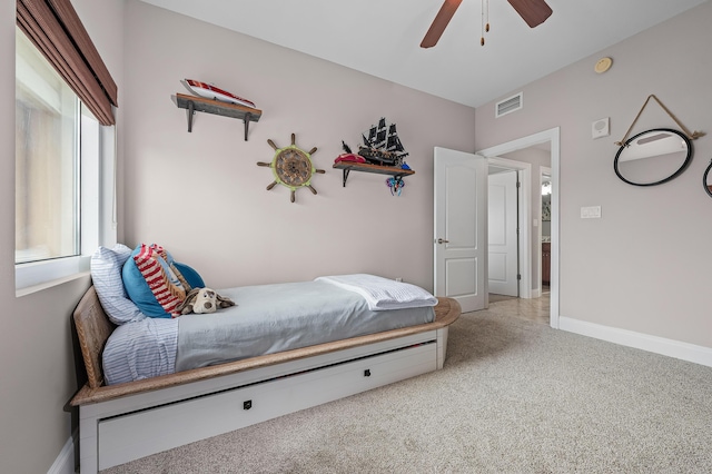 bedroom featuring ceiling fan