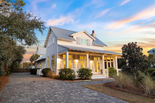 view of front facade featuring covered porch