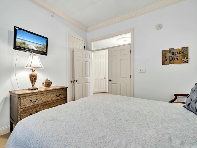 bedroom featuring ornamental molding