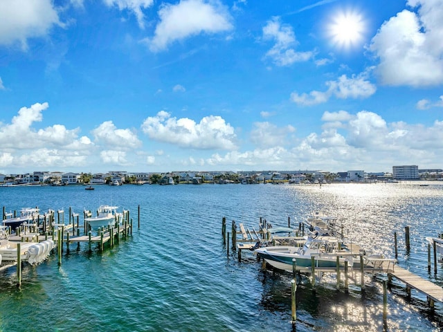 view of dock featuring a water view