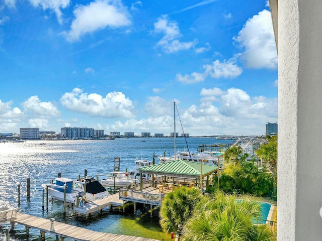 water view with a dock