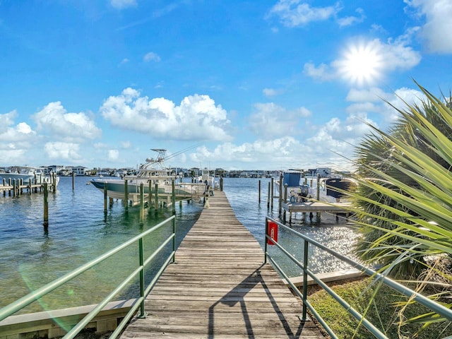 dock area featuring a water view