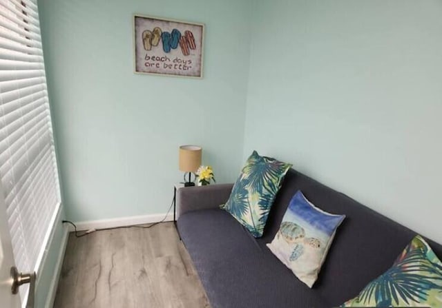 sitting room with light hardwood / wood-style floors