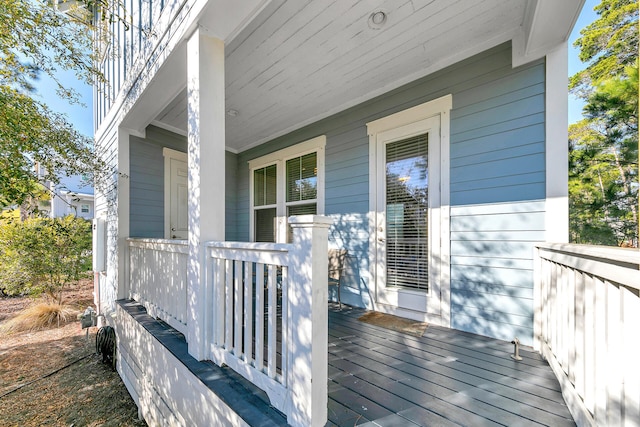 deck featuring covered porch