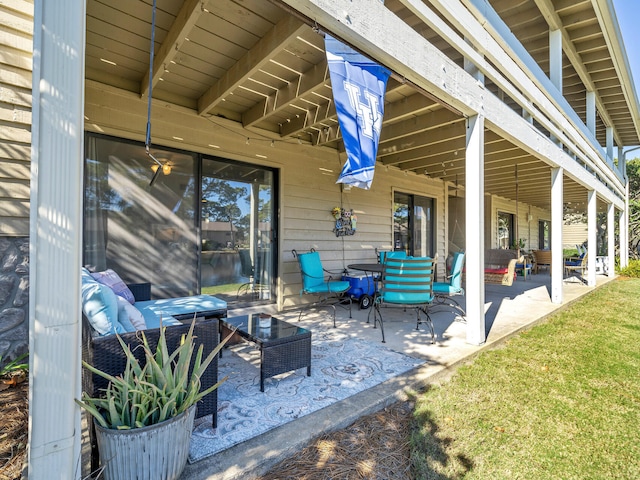 view of patio featuring an outdoor hangout area